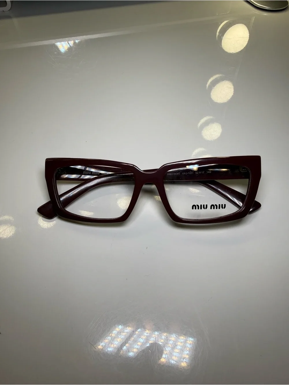 Miu Miu Burgundy Rectangular Women's Glasses
